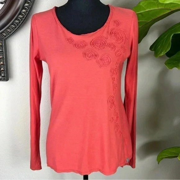 Tops - Horney Toad Women’s Burnt Orange Rose Long Sleeve T-shirt Long Sleeve Size Small